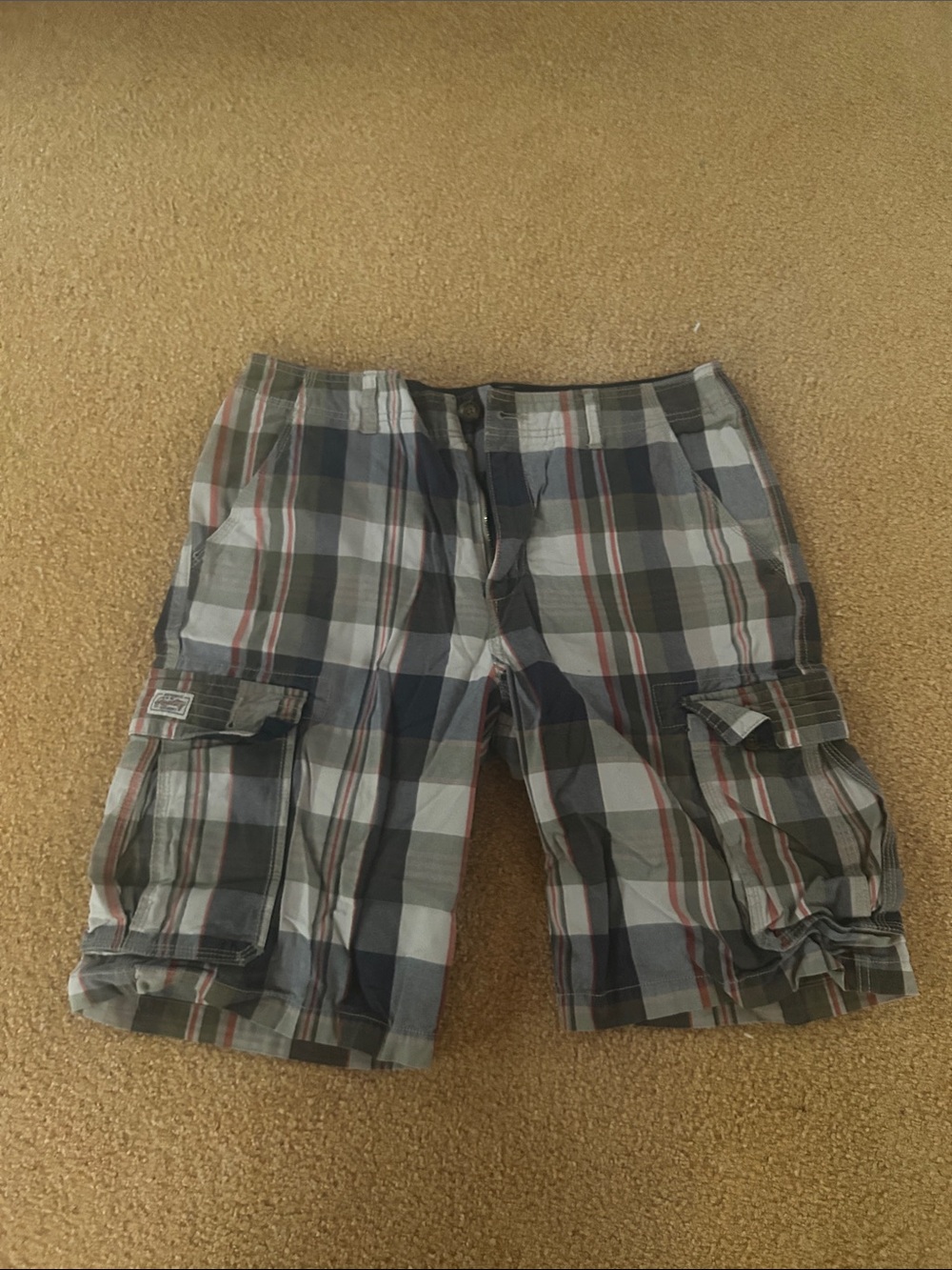 Old Navy Men's Plaid Cargo Shorts - Navy, Gray, Olive